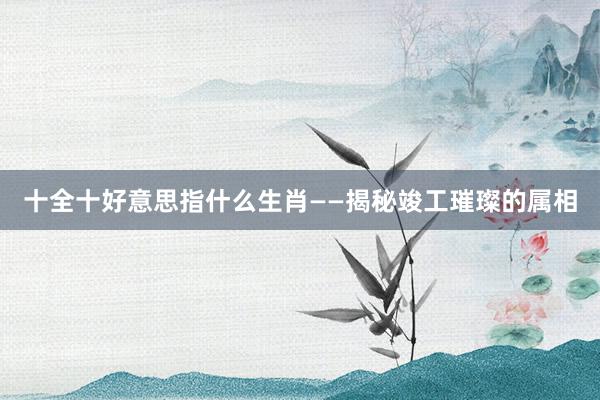 十全十好意思指什么生肖——揭秘竣工璀璨的属相