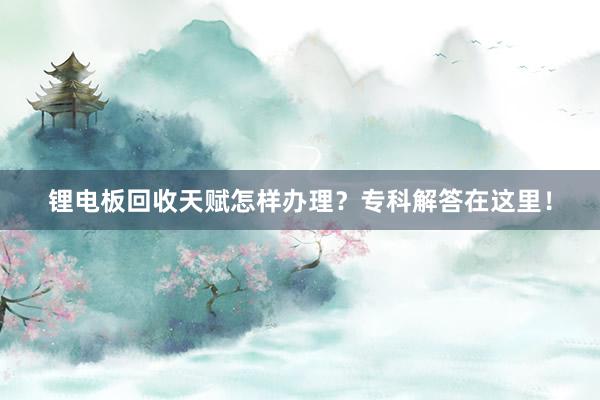 锂电板回收天赋怎样办理？专科解答在这里！